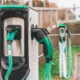 Close up of green and black EV charging stations