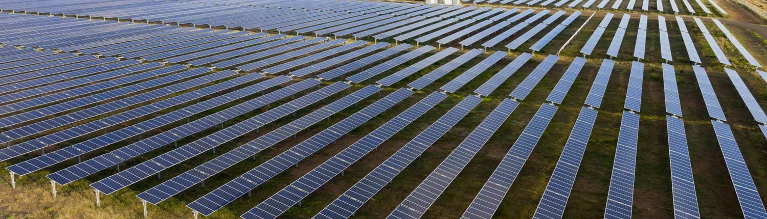 Solar farm on a bright sunny day